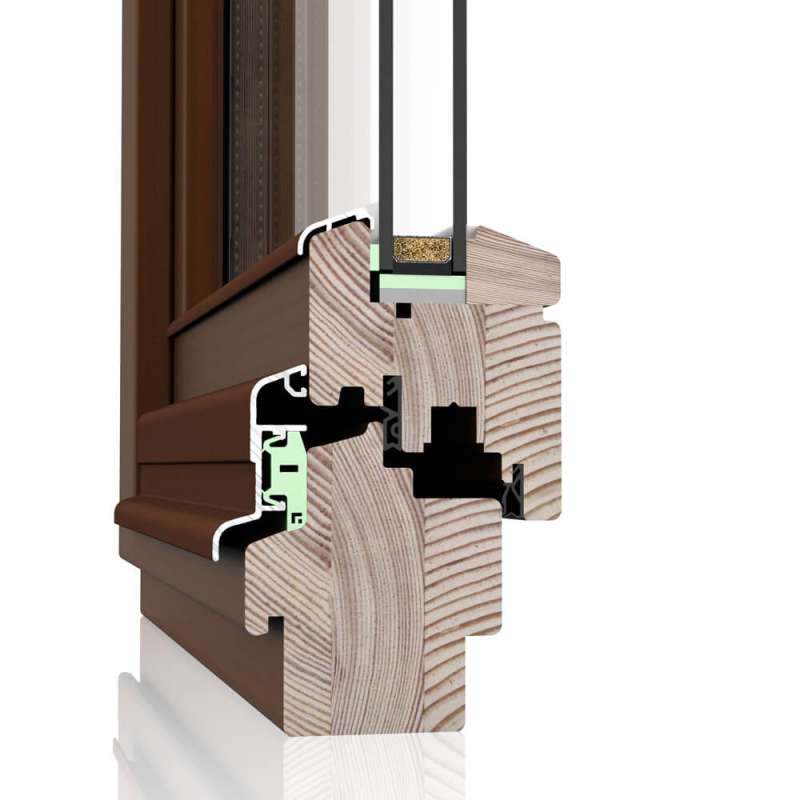 Okna drewniane - Duoline - 68,78,88, z przekrojem